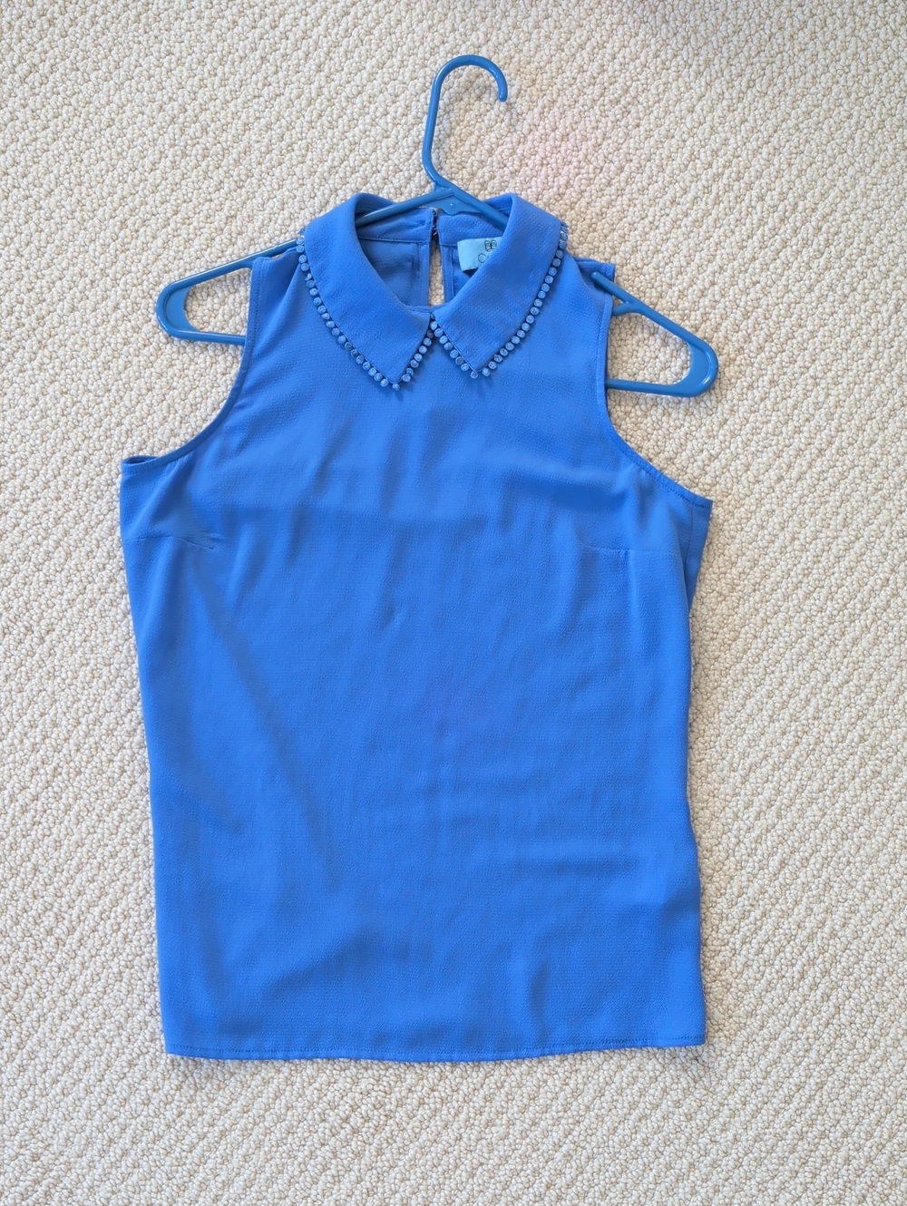 CeCe Royal Blue Sleeveless Beaded Collar Camisole